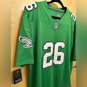 NFL Kelly Green Eagles Jersey with Number 26 and Eagle Patch - Saquan Barkley
